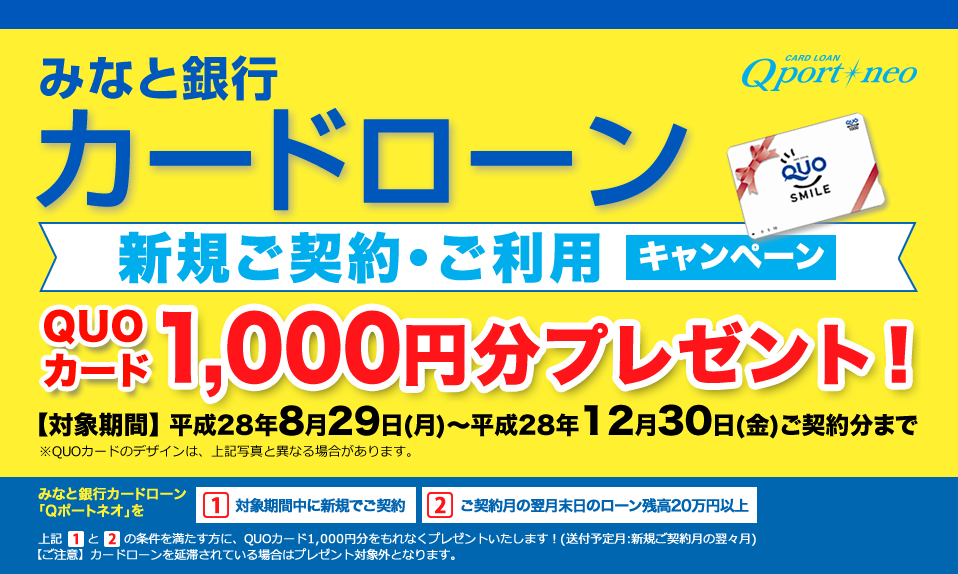 みなと銀行 カードローン 「Qポートネオ」